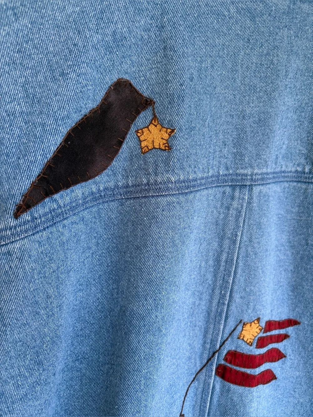 Vintage 90’s Denim Chore Jacket Primitive Folk Art